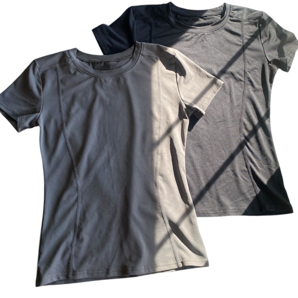 Women's Compression Shirts in Black & Grey Set of 2 (S)
